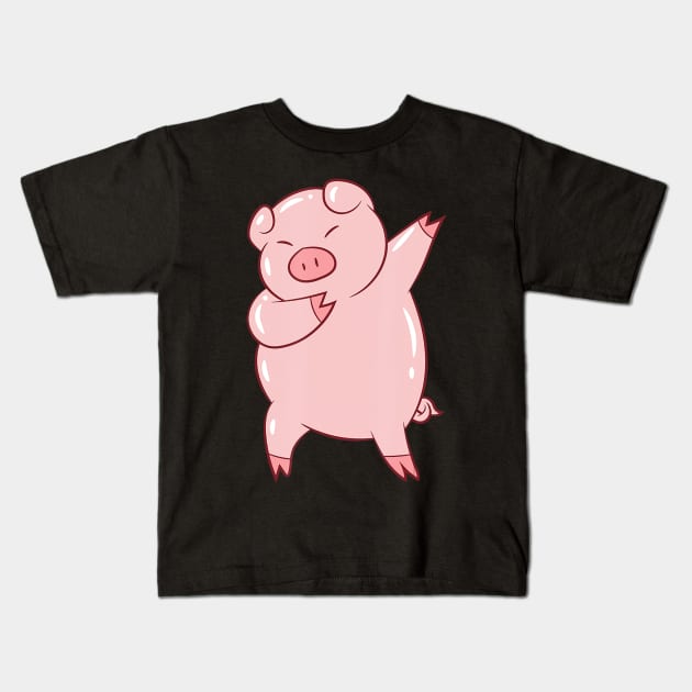 Dabbing Pig Cute Pigs Dab Farmer Funny Pig Kids T-Shirt by Zak N mccarville